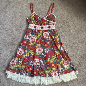 Babydoll Y2K Floral Crochet Fairycore Whimsical Art to Wear Cottagecore Dress LG